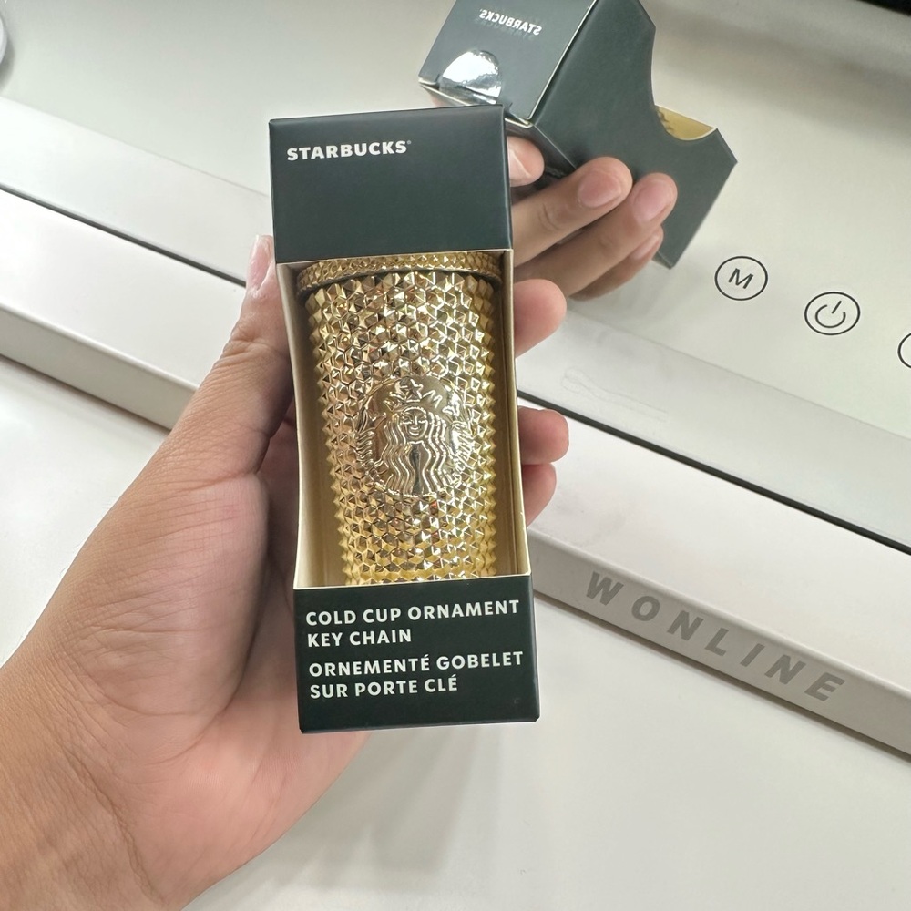 Starbucks Gold Studded Mini Tumbler Keychain